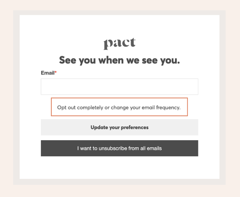 Pact' unsubscribe page