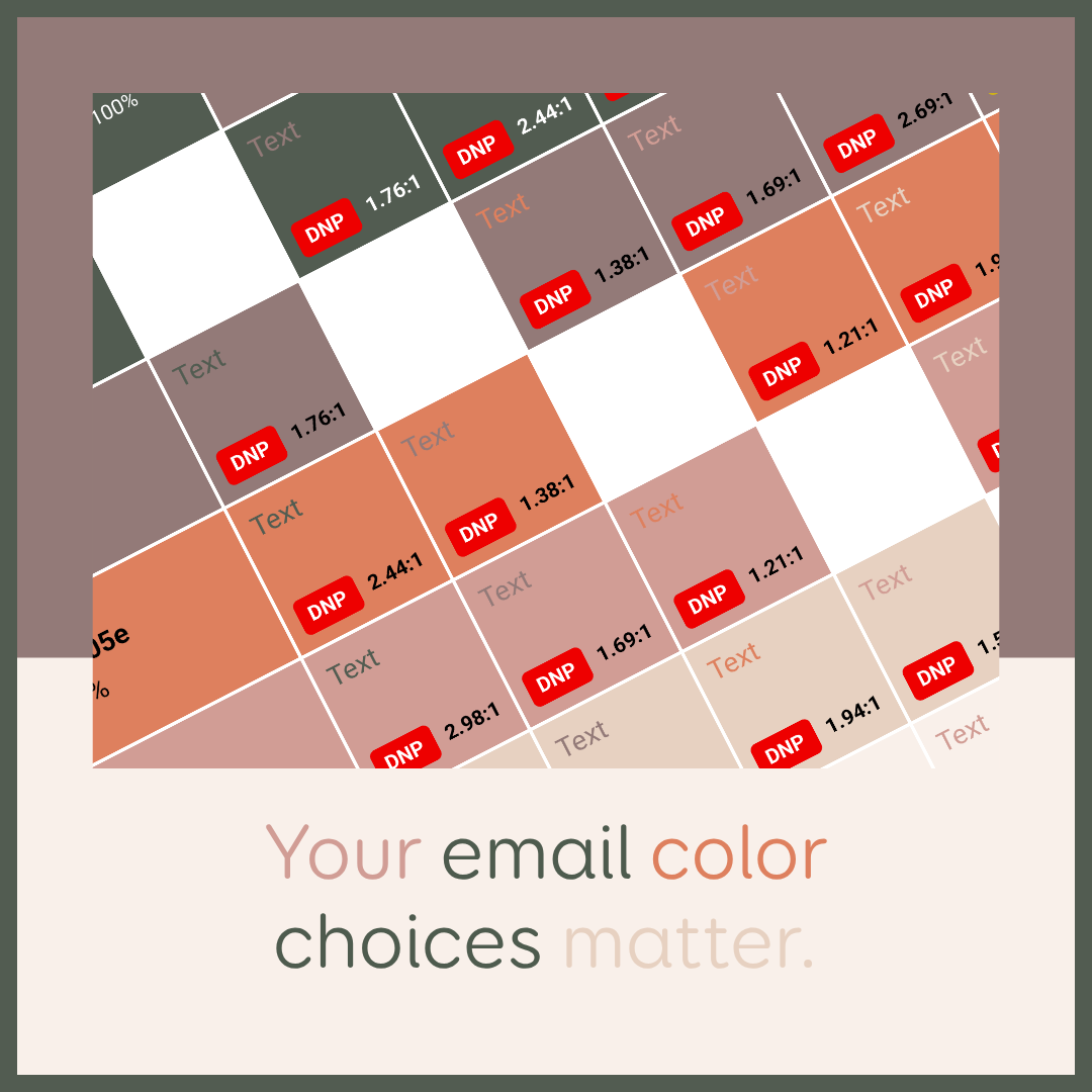 Example of good versus poor email color contrast demonstrating readability for accessible design.