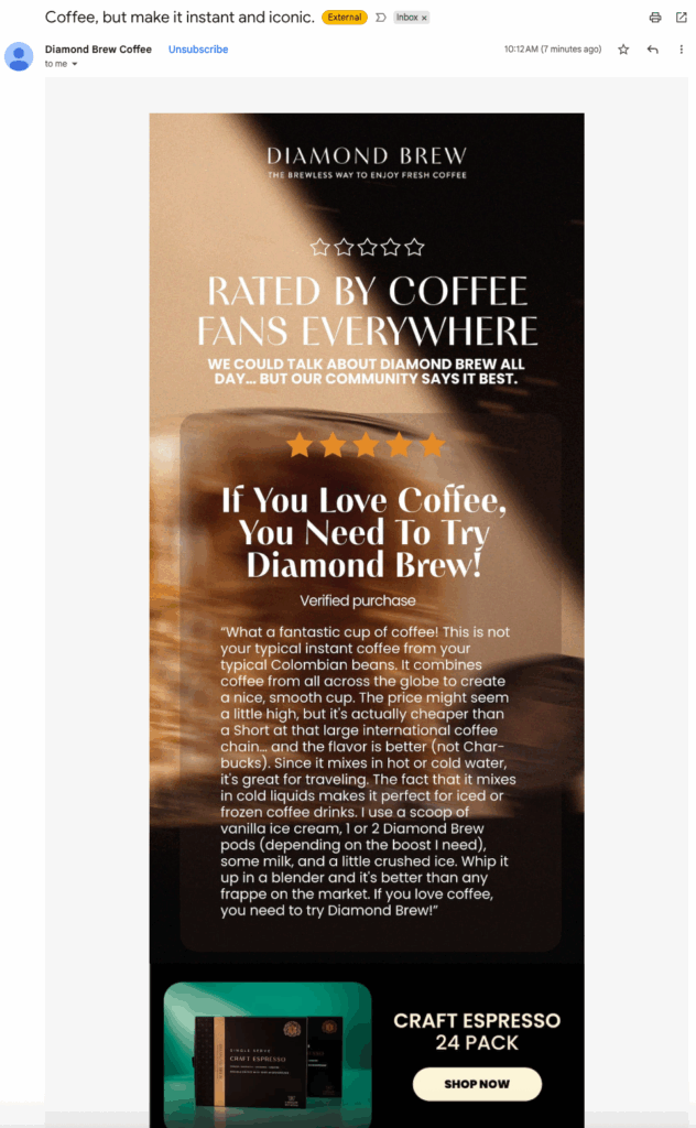 Image-Based Email | Diamond Brew Example